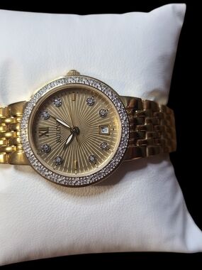 Bulova Gold-Tone Women's Crystal Bezel Bracelet Watch New Battery